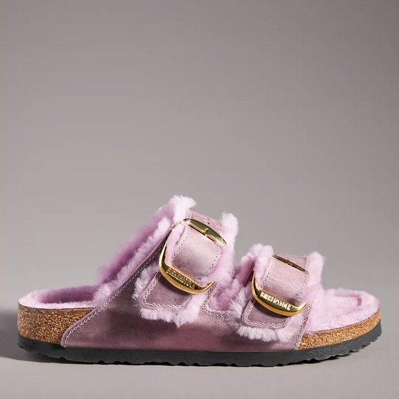 NEW Birkenstock Size EU 38, 40 Arizona Big Buckle Shearling Sandals - Lavender - Picture 2 of 8